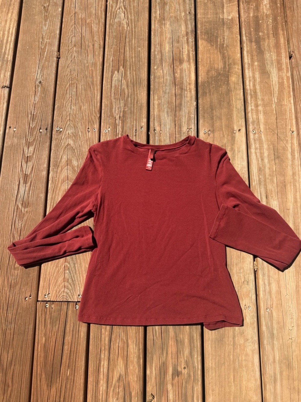 SKIMS Long Sleeve Crewneck Top - Deep Red/Burgandy